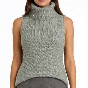 Fendi wool sweater crystal detailing on front solid green back, IT 40 Canada 6